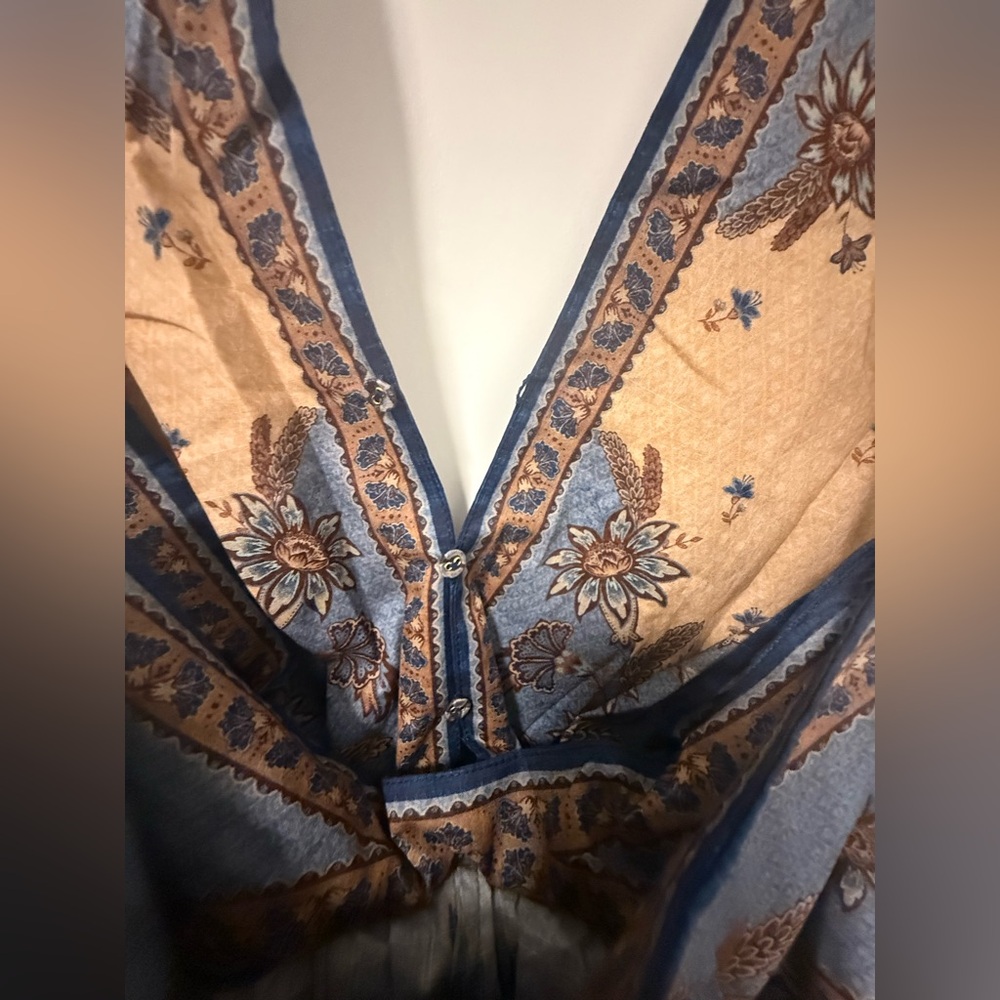 Blue and Cream Tiered Halter Maxi Dress for Wedding Guests - Picture 2 of 8